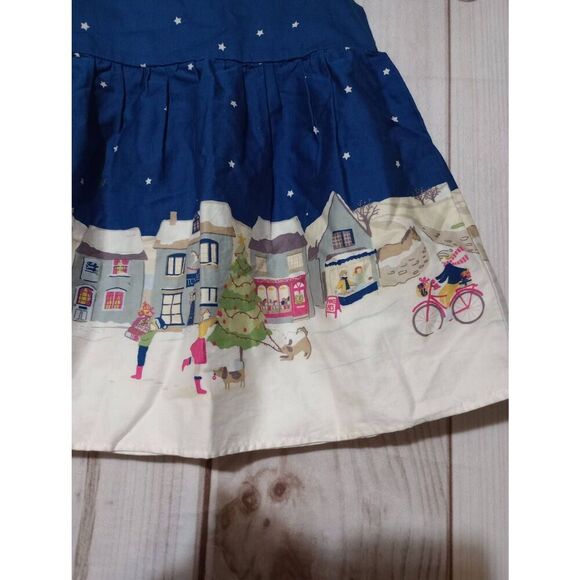 Joules Dress Girls 9 12 Month Blue Sleeveless Snow Winter Scene - Picture 4 of 6